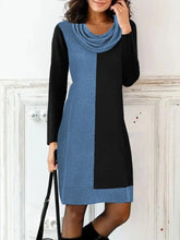 Printed Panel Stacked Neck Casual Long Shift Dresses
